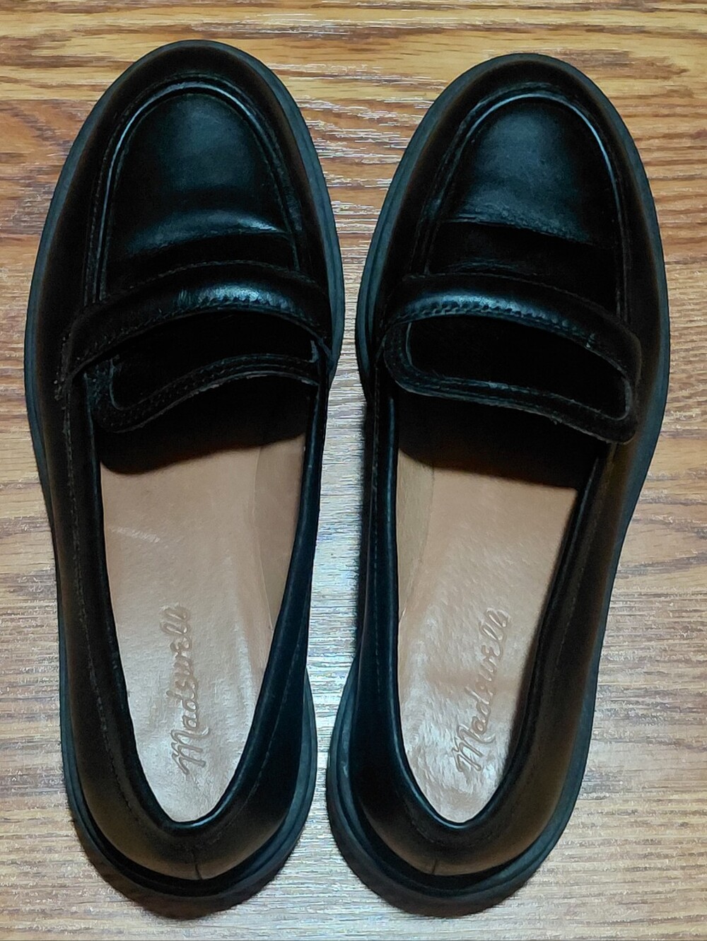Madewell Leather Chunky Loafers Women Sz 9.5 Black Platform School Girl Shoes